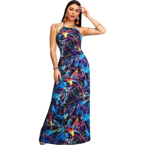 Summer Loose Sleeveless Print Suspender Dress