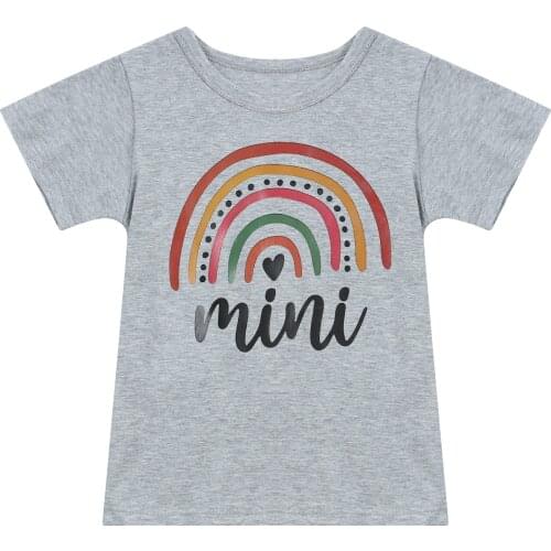 Citgeett Summer Rainbow T Shirt Short Sleeve Casual Pullover Tops Family Matching Outfits Parent-Child Clothes