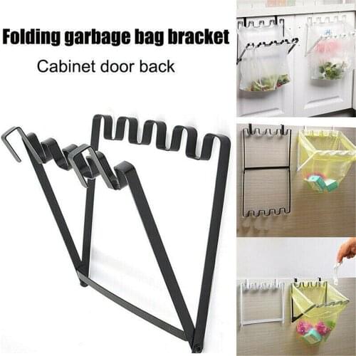Garbage Waste Bag Holder Metal Iron Bracket Stand Rack Kitchen Trash Storage Hanger Kitchen Trash Rack Hanger Kitchen Accessorie
