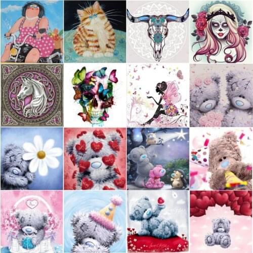 Cartoon 5D diamond painting full diamond Teddy fat cat horse round diamond mosaic pattern home decoration DIY handmade cross sti