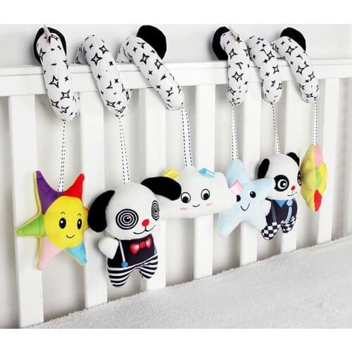 Soft Infant Crib Bed Stroller Toy Spiral Baby Toy Black White Color For Newborns Car Seat Educational Rattles Baby Towel Toys