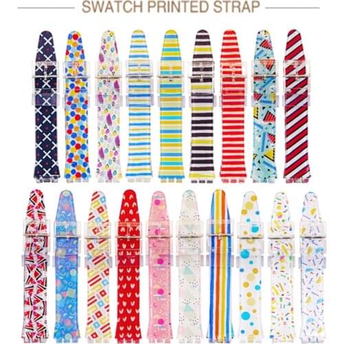 16mm 17mm 19mm Soft Silicone Watch Band for Swatch Strap Colorful Printed Rubber Wrist Bracelet Watchband Accessories for SWATCH