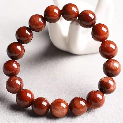 Genuine Natural Red Rutilated Quartz Clear Round Beads Bracelet Women Men Reiki Stone Jewelry Love Fashion 12mm 13mm 14mm AAAAA