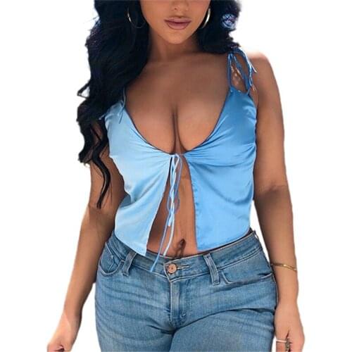2020 New Fashion Lady Summer Contrast Color Camisole Women Sexy V-neck Short Style Exposed Navel Bottoming Cami Sling Tank Top