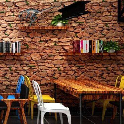 Peint Papier Vintage Wallpaper Brick 3d Home Decor Retro Brown Red Wall Paper Rolls For Shop Walls Decoration Decoracao Casa