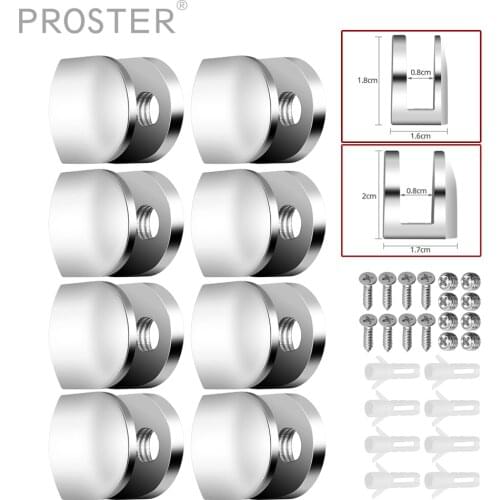 PROSTER 8PCS Glass Shelf Brackets Zinc Alloy Glass Clamp Shelves Wall Mounted 6/8mm Adjustable Glass Clamps Bracket Hardware