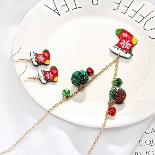 Christmas Style Earring Necklace Jewelry Set For Women And Girls Gift