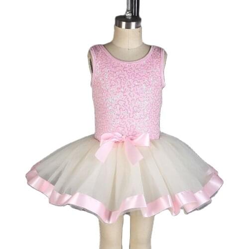 Pink Sequin Body Ivory Tulle Ballet Tutu Girl Stage Performance Ballet Cosutme Kid Dance tutu Tap Dance Costume