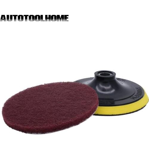 11pcs 5" Angle Grinder Scouring Pad Cloth Disc Scrub Tool Car Polishing Buffing Wheel Kit Hoop & Loop Backing Plate Sanding Disc