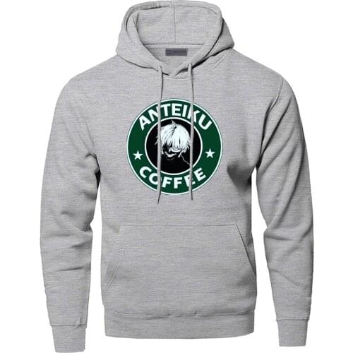 Tokyo Ghoul Japanese Anime Ken Kaneki Coffee Pullover Printing Hoodies Top Men Street Hoodie Warm Fitted Daily Casual Streetwear