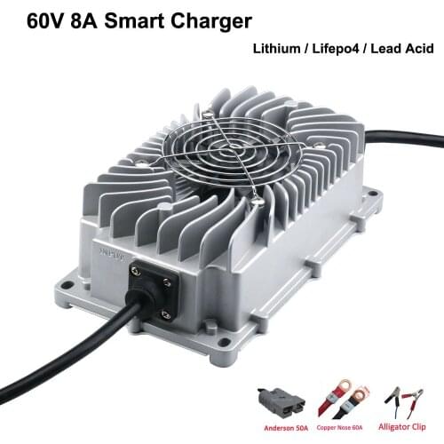 60V 8A LiFePO4 Lead Acid Lithium Waterproof Charger 67.2V 71.4V 73V Full Seal Smart Energy storage battery Fast Charger