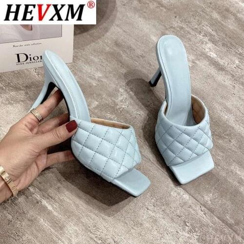 2021 Brand Design Women Elegant Square Sandaly Toe Thin High Heels 9CM Summer Outdoor Beach Shoes Gladiator 9CM Ladies Sandals