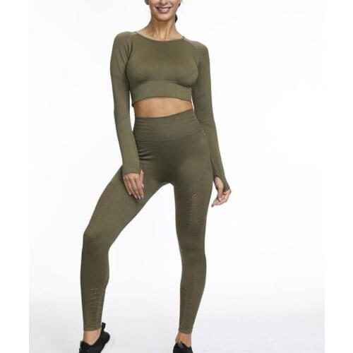 2020 Women Seamless yoga set Fitness Sports Suits GYM Clothing Yoga Long Sleeve Shirts High Waist Leggings Workout Fitness sets