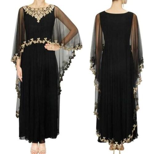 Dresses for Women 2021 Chiffon Outerwear Patchwork Ladies Black Retro Elegant Maxi Dress Evening Party Dress Plus Size