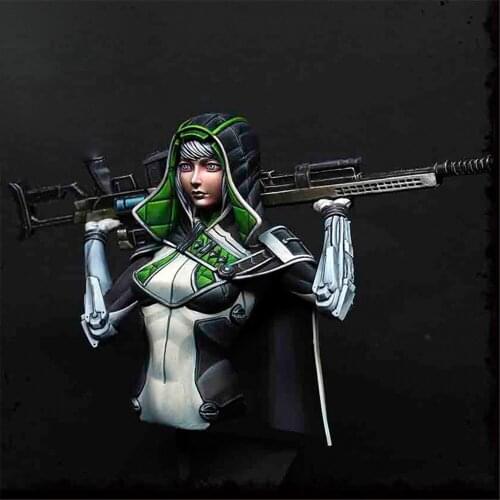 1/10 Resin Bust Mechanical Female Warrior Asha Assembly Models Figure Resin Kit Bust Colorless Model Self-Assembled Toys