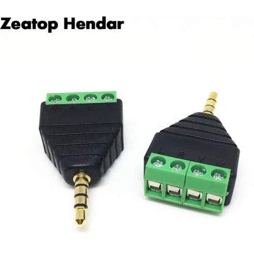 1Pcs 3.5mm 2 3 4 Pole Stereo Male to AV Screw Video Balun Terminal 3.5mm Jack 2/3/4 Pin Male Block Plug Connector