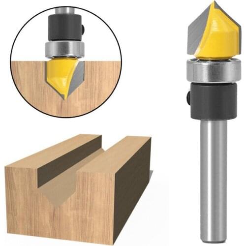 1 PC 1/4" Shank 6mm Shank V Groove Sign Lettering V Grooving Router Bit Pattern Template Woodworking Cutter for Wood Tool