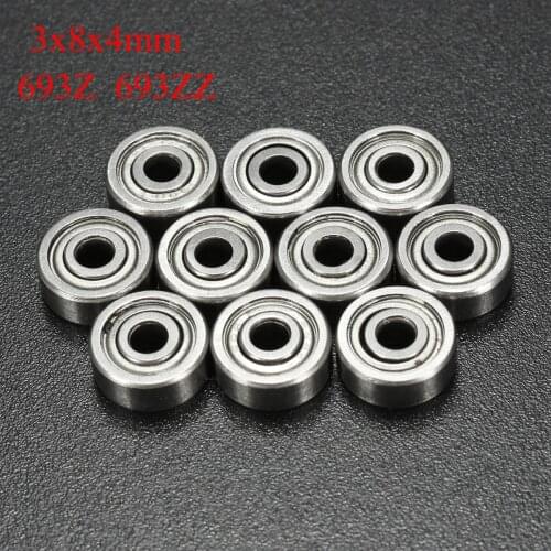 10pcs 693ZZ Miniature Ball Bearings 3x8x4mm Small Double Shielded Miniature Metal Steel Bearing