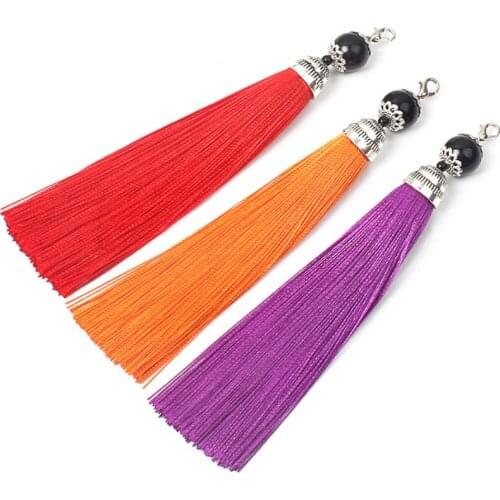 100 pcs Tassel for Keychain Cellphone Straps Jewelry Charms Chinese Knot Pendant Satin Tassels With beads Caps Hanging Ear Gifts