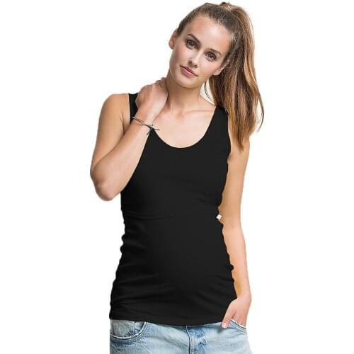 2021 Maternity Tank Top Women Pregnant Nursing Sleeveless Solid Color Tops Camisetas Lactancia Verano Breastfeeding Tanks D30