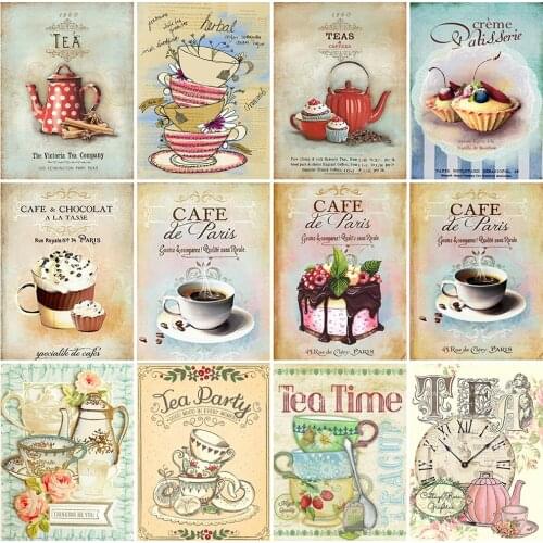 EverShine 5D Diamond Painting Full Drill Square Scenic Art Painting Kits Cup Diamond Embroidery New Arrival Coffee Home Decor