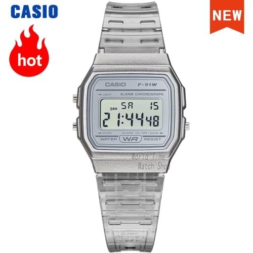 Casio Men Women Watches Casual Transparent LED Digital Sport Watch Lovers Gift Clock Waterproof Children Kids Wristwatch F-91W