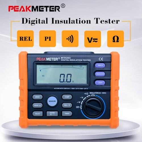 PEAKMETER MS5203 Digital Insulation Resistance Tester Insulation Tester Megaohm Meter Megger Meter 50-1000 Volt Ohm Multimeter