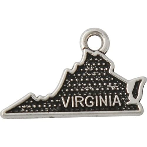 RAINXTAR Double Side American States Of Virginia Map Alloy Charms 13*22mm AAC034
