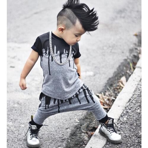 2 pieces Short Sleeve t Shirt Top and Pant Set For Toddler Boy Summer Clothing