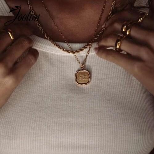 JOOLIM High End Gold Finish Letters Fram Sweater Necklace Trendy Jewelry Wholesale