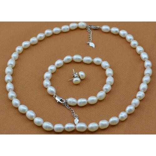 Fashion Real Freshwater Pearl Necklace Bracelet Earrings Jewelry Set, Nice Jewelry Set, Exquisite Bridal Wedding Jewelry Set