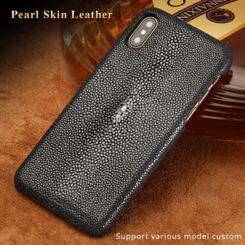 Genuine Stingray leather Case for iphone 11 Pro max XS MAX XR XS X 6 6S 7 8 plus Luxury leather Handmade Craft Custom Back Cover