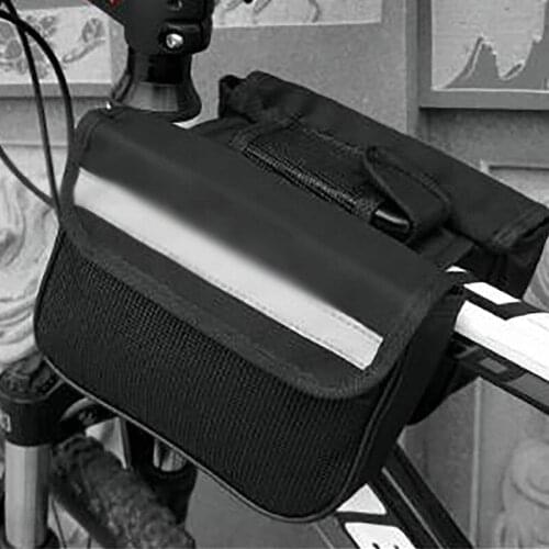 Bicycle Frame Pannier Front Tube Double-Saddle Bags Multi-Function Cycling Bike Bag with Double Pouch for Phone Container Bag