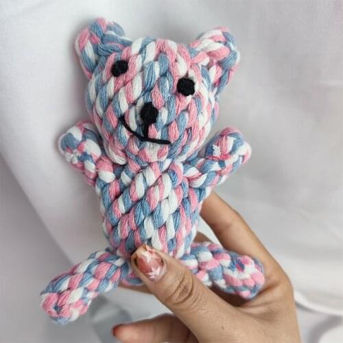 MZHQ 1 pc Pet Rope Toy Super Soft Bear Shape Cotton Rope Cat Rope Toys For Pets Dogs Puppy Pet Teeth Cleaning Toy Pet Biting Toy