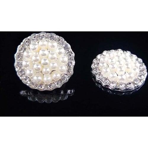 2018New 100Pcs 18mm Round Rhinestones and Pearl Button For Wedding clothes decoration or DIY Hair accessoriess HZ398