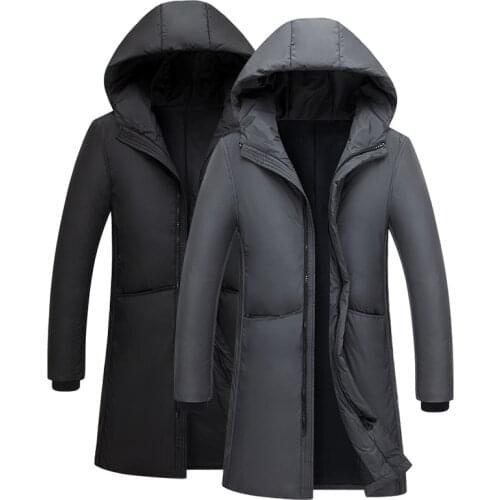 New White Duck Down Long Jackets Men Winter Long Parkas Waterproof Windproof Hooded Coat Male High Quality Thicken Coats