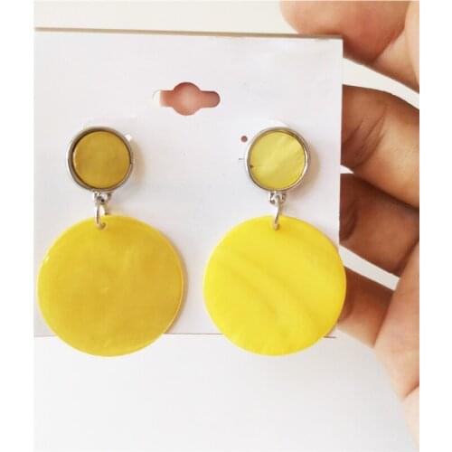 New Vintage Earrings 2020 Geometric Shell Earrings For Women Girl BOHO yellow Drop Earrings Brincos korean fashion Jewelry
