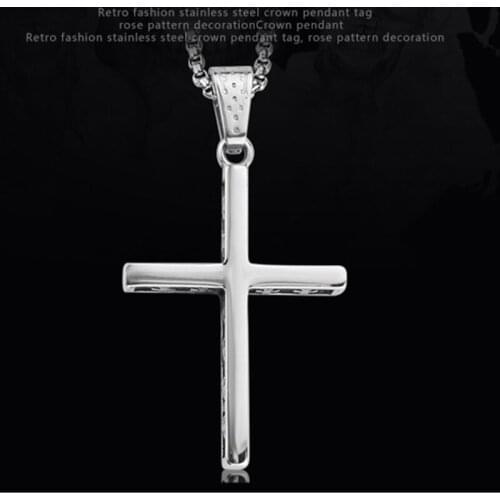 Titanium Stainless Steel Cross Pendant Necklace for Men Women Simple Necklace Crucifix Jesus