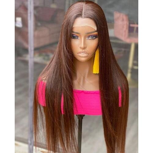 Dark brown 13*6 Deep Part Lace Front Human Hair Wigs For Women Silk Straight 13*4 Lace Front Wig PrePlucked Bralizian Remy 180