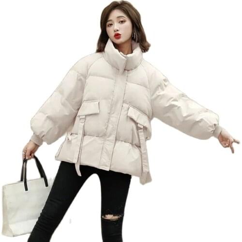 Plus Velvet Thicken Autumn Winter Cotton Clothes Keep Warm Womens Coat Loose Ladies Mid-Long Windbreaker Student Outerwear