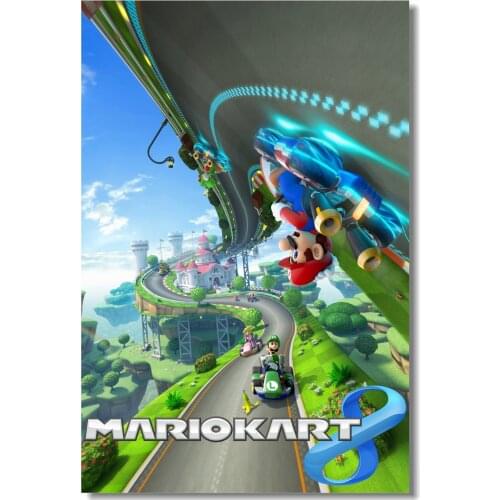 Custom Canvas Wall Decor Luigi Mariokart 8 Poster Super Smash Bros Mural Sticker Office Game Wallpaper Cafe Wall Decals #0497
