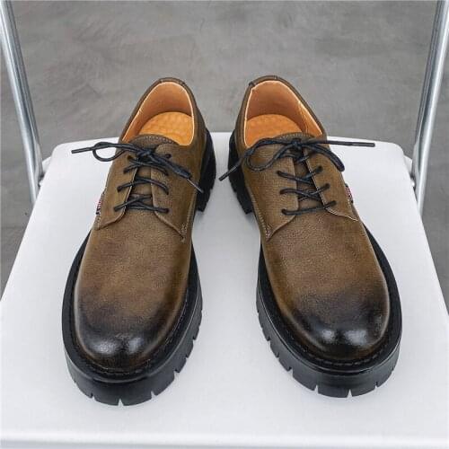 Yomior Luxury Fashion Trend Casual Men Shoes High Quality Real Leather British Loafers Thick Bottom Ankle Boots Designer Shoes