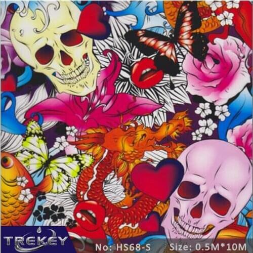 [Width 0.5M] Colorful Skull Water Transfer Printing Hydrographics Pva Film, Hydro Dipping Films, Scratch Resistant HS69-S