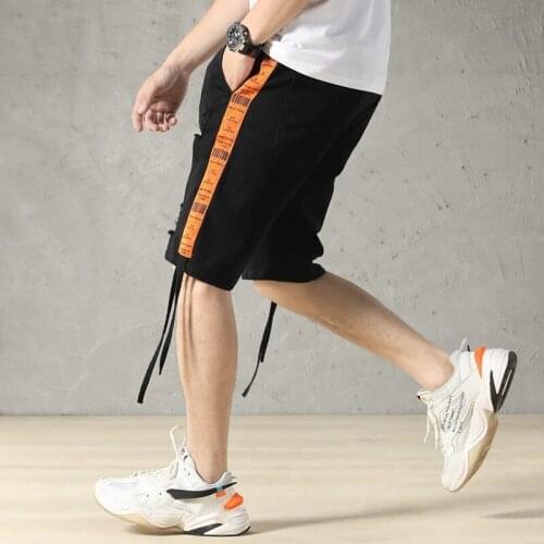 Plus Size L-7XL Mens Summer Knee Length Shorts Straps Hip Hop Casual Hole Ripped Jeans Elastic Wasit Denim Beach Shorts Bermuda