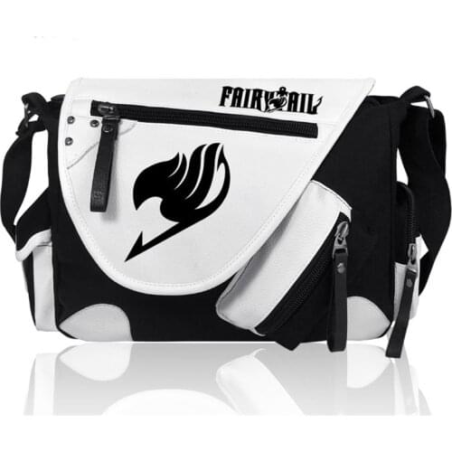 Anime FAIRY TAIL Messenger Bags Mens Canvas Cross Body Shoulder Bag Crossbody Bags Student Satchel Bookbag School Purse Gifts