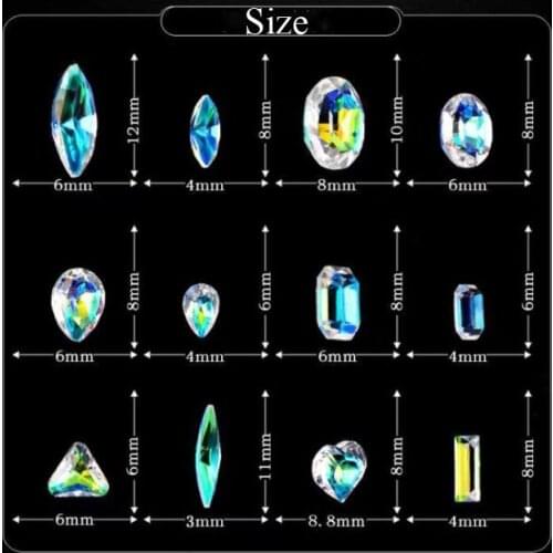 Super Glitter AB Crystal Rhinestone Diamond Gem 3D Glitter Horse eye Jewelry Glass Nail Art Rhinestones Decorations