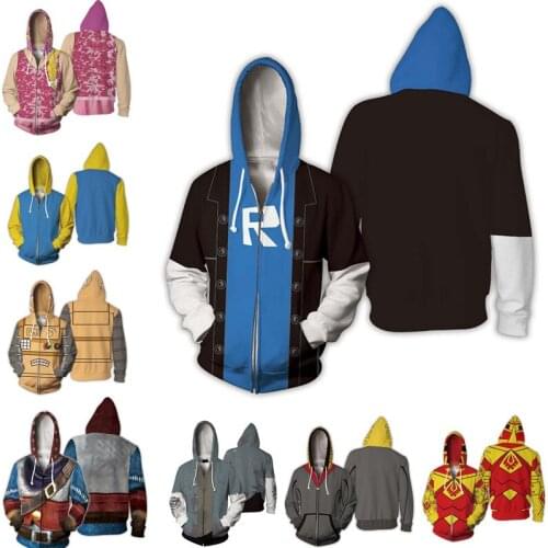 Roblox Hoodie Anime Printing Hooded Jacket Man Cosplay Costume Autumn Winter Comfortable Sweatshirts Junior Harajuku Loose Coat
