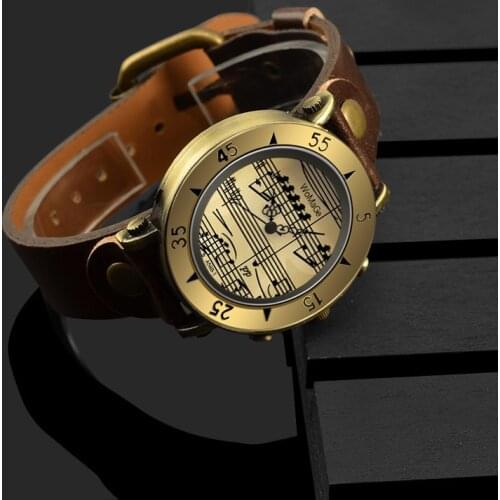 Vintage Leather Women Watches Round Gold Dial Women Men Unisex Quartz Wristwatch Hot relojes para mujer