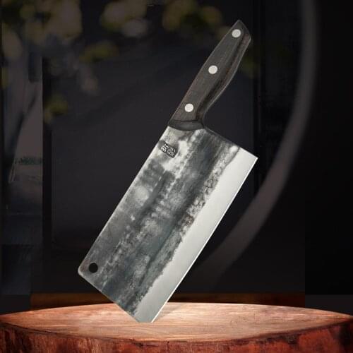 High Carbon Steel Knife Chop Bone Handmade Forged Knife Chef Kitchen Chopping Bones Duck Chicken Wood Handle Forged Meat Cleaver