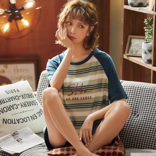 Womens Sleepwear Summer Pajamas For Women Knitted Lingerie Cotton Pijama Plus Size Pajama Sets Pyjama Feminino Nightwear Shorts